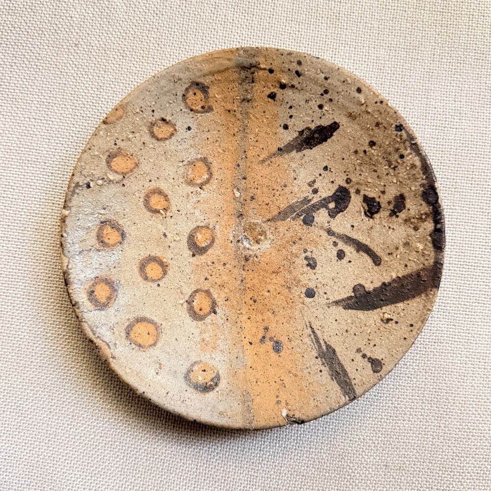 Antique Japanese Folk Pottery Plate, Taisho Era (1912-1926) Mingei